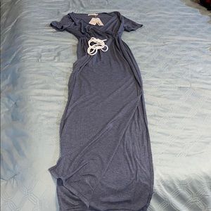 Blue beach maxi with slit on left bottom side